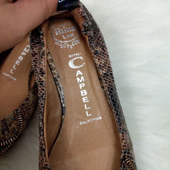 Jeffrey Campbell Flats Brown Python Leather Zipper - Picture 3 of 7